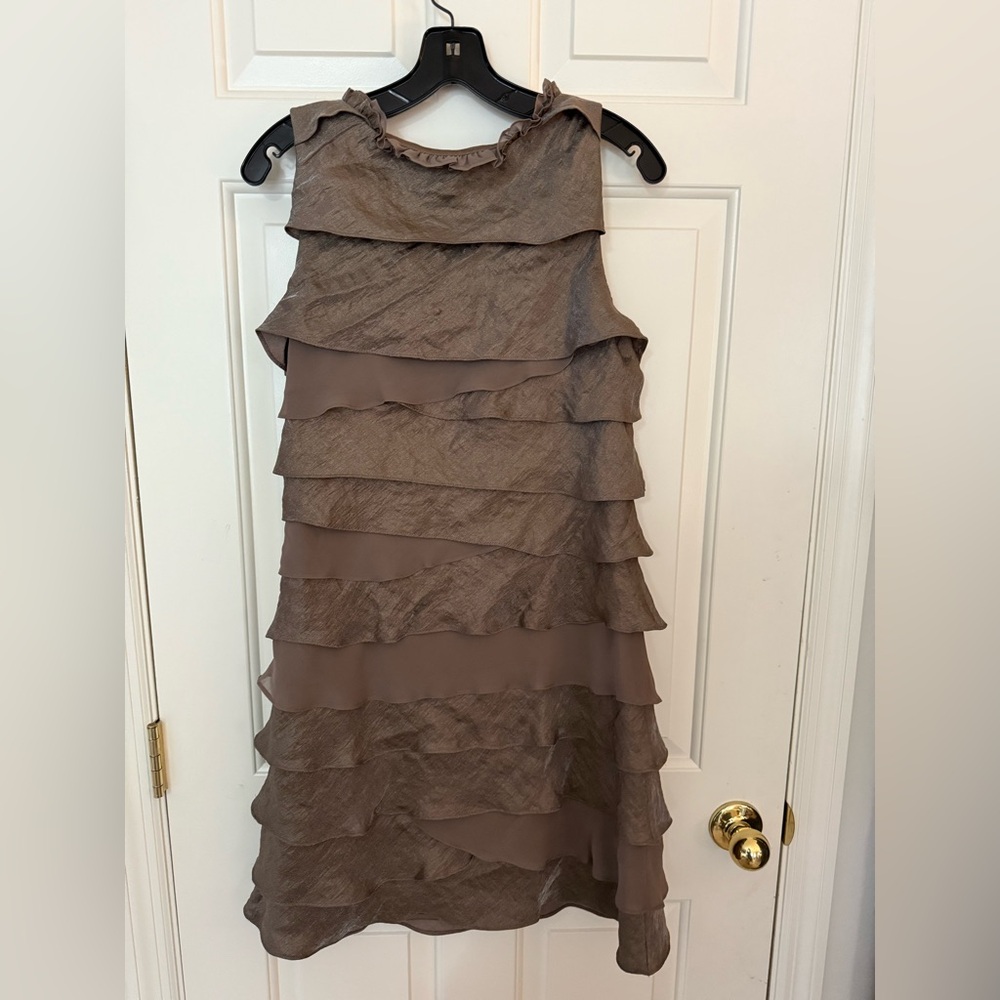 S.L. Fashions Elegant Sleeveless Dress with Embellished Neckline - Picture 2 of 8